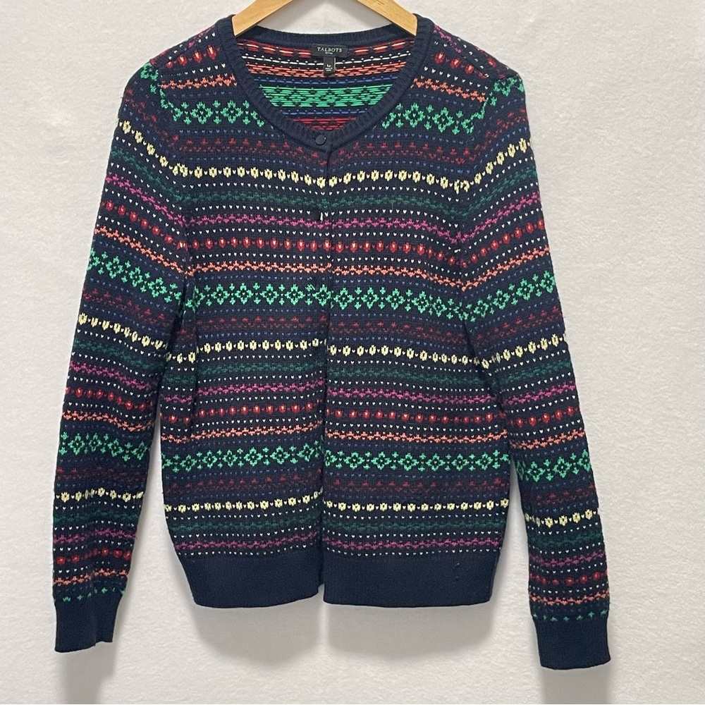 Talbots Colorful Striped Cardigan